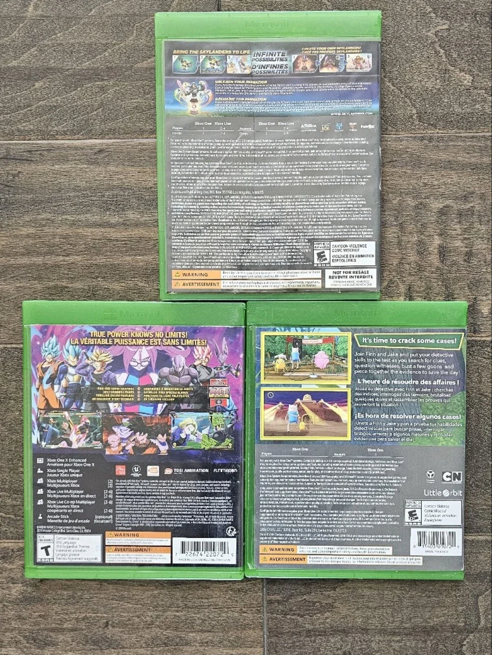 Skylanders Imaginators, Dragonball Z Fighter, Finn & Jake Investigations XBoxOne